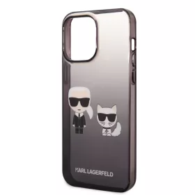   Karl Lagerfeld Gradient Karl and Choupette Apple iPhone 14 Pro Max (6.7) hátlapvédő tok fekete (KLHCP14XTGKCK)
