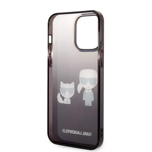 Karl Lagerfeld Gradient Karl and Choupette Apple iPhone 14 Pro Max (6.7) hátlapvédő tok fekete (KLHCP14XTGKCK)