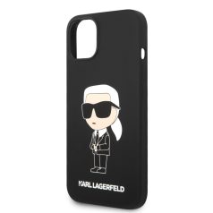   Karl Lagerfeld Liquid Silicone Ikonik NFT Apple iPhone 14 (6.1) hátlapvédő tok fekete (KLHCP14SSNIKBCK)