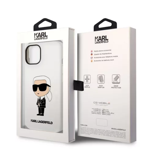 Karl Lagerfeld Liquid Silicone Ikonik NFT Apple iPhone 14 Plus (6.7) hátlapvédő tok fehér (KLHCP14MSNIKBCH)