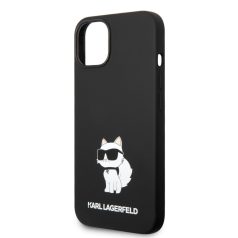   Karl Lagerfeld Liquid Silicone Choupette NFT Apple iPhone 14 (6.1) hátlapvédő tok fekete (KLHCP14SSNCHBCK)