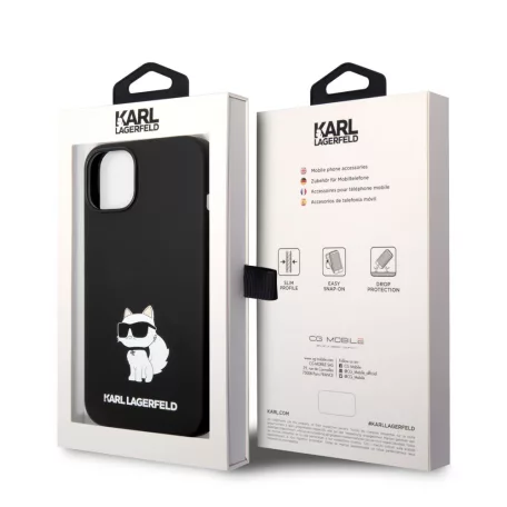 Karl Lagerfeld Liquid Silicone Choupette NFT Apple iPhone 14 (6.1) hátlapvédő tok fekete (KLHCP14SSNCHBCK)