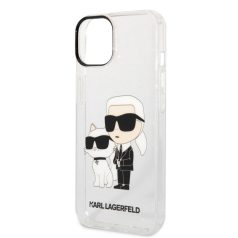   Karl Lagerfeld IML Glitter Karl and Choupette NFT Apple iPhone 14 (6.1) hátlapvédő tok átlátszó (KLHCP14SHNKCTGT)