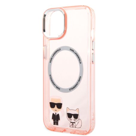 Karl Lagerfeld MagSafe Karl and Choupette Apple iPhone 14 (6.1) hátlapvédő tok pink (KLHMP14SHKCP)