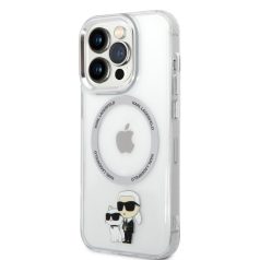   Karl Lagerfeld IML Karl and Choupette NFT MagSafe Apple iPhone 14 Pro (6.1) hátlapvédő tok átlátszó (KLHMP14LHNKCIT)