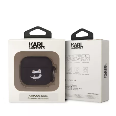 Karl Lagerfeld 3D Logo NFT Choupette Head Apple Airpods 3 szilikon tok fekete (KLA3RUNCHK)