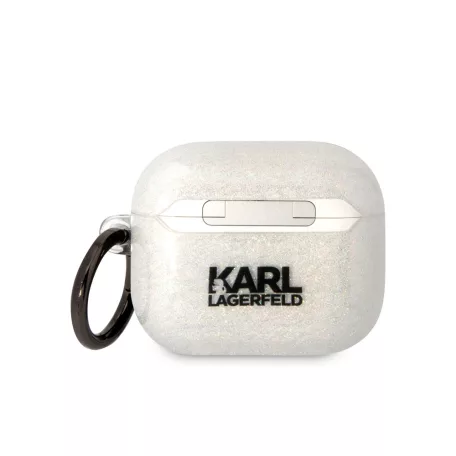 Karl Lagerfeld 3D Logo NFT Karl and Choupette TPU Glitter Apple Airpods 3 szilikon tok fehér (KLA3HNKCTGT)