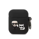 Karl Lagerfeld and Choupette Apple AirPods 1/2 szilikon tok fekete (KLACA2SILKCK)