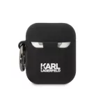 Karl Lagerfeld and Choupette Apple AirPods 1/2 szilikon tok fekete (KLACA2SILKCK)