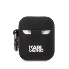   Karl Lagerfeld and Choupette Apple AirPods 1/2 szilikon tok fekete (KLACA2SILKCK)