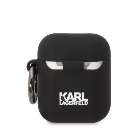 Karl Lagerfeld and Choupette Apple AirPods 1/2 szilikon tok fekete (KLACA2SILKCK)