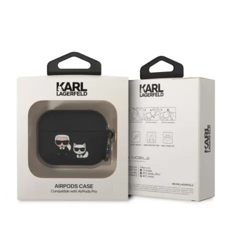 Karl Lagerfeld and Choupette Apple Airpods Pro szilikon tok fekete (KLACAPSILKCK)