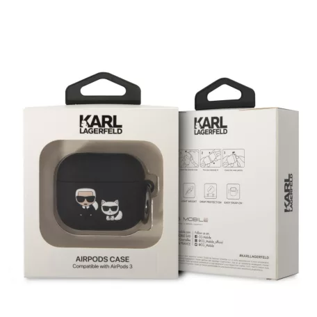 Karl Lagerfeld and Choupette Apple Airpods 3 szilikon tok fekete (KLACA3SILKCK)