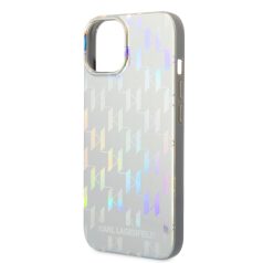   Karl Lagerfeld Iridescent Monogram Apple iPhone 14 (6.1) hátlapvédő tok ezüst (KLHCP14SLGMMSV3)