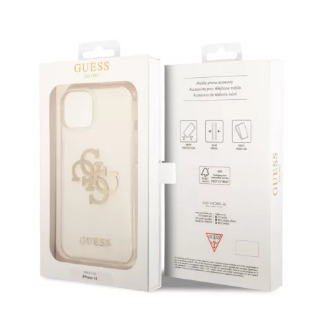 Guess Apple iPhone 14 Plus (6.7) Big 4G Full Glitter hátlapvédő tok átlátszó (GUHCP14MPCUGL4GTR)
