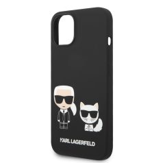   Karl Lagerfeld and Choupette Liquid Silicone Apple iPhone 14 (6.1) hátlapvédő tok fekete (KLHCP14SSSKCK)