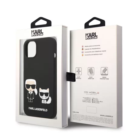 Karl Lagerfeld and Choupette Liquid Silicone Apple iPhone 14 (6.1) hátlapvédő tok fekete (KLHCP14SSSKCK)