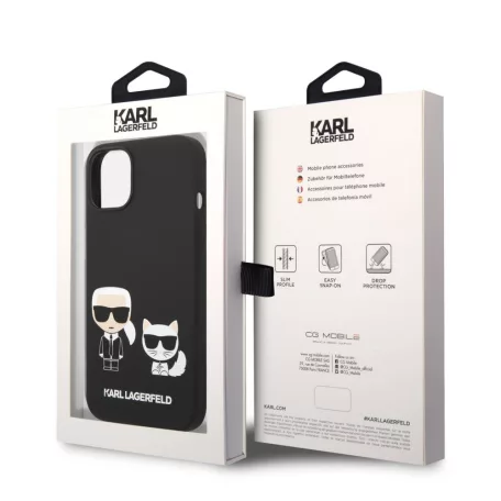 Karl Lagerfeld and Choupette Liquid Silicone Apple iPhone 14 Plus (6.7) hátlapvédő tok fekete (KLHCP14MSSKCK)