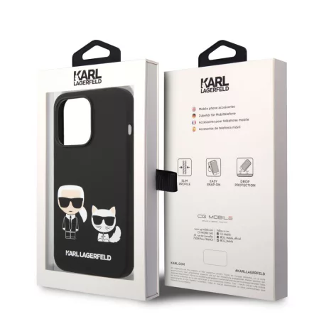Karl Lagerfeld and Choupette Liquid Apple iPhone 14 Pro Max (6.7) hátlapvédő tok fekete (KLHCP14XSSKCK)