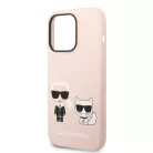 Karl Lagerfeld and Choupette Liquid Silicone Apple iPhone 14 Pro (6.1) hátlapvédő tok pink (KLHCP14LSSKCI)