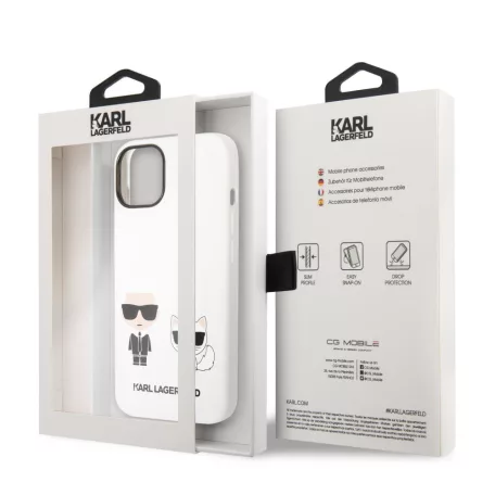 Karl Lagerfeld and Choupette Liquid Silicone Apple iPhone 14 (6.1) hátlapvédő tok fehér (KLHCP14SSSKCW)