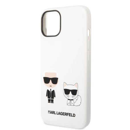 Karl Lagerfeld and Choupette Liquid Silicone Apple iPhone 14 Plus (6.7) hátlapvédő tok fehér (KLHCP14MSSKCW)