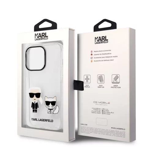 Karl Lagerfeld PC/TPU Ikonik Karl and Choupette Apple iPhone 14 Pro Max (6.7) hátlapvédő tok átlátszó (KLHCP14XCKTR)