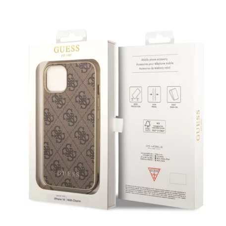 Guess Apple iPhone 14 Plus (6.7) Big 4G Full Glitter hátlapvédő tok barna (GUHCP14MGF4GBR)