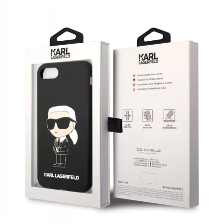 Karl Lagerfeld Liquid Silicone Ikonik NFT Apple iPhone 7 / 8 / SE2 / SE3 (4.7) hátlapvédő tok fekete (KLHCI8SNIKBCK)