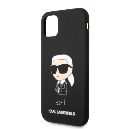 Karl Lagerfeld Apple iPhone 11 (6.1) 2019 Liquid Silicone Ikonik NFT hátlapvédő tok fekete (KLHCN61SNIKBCK)