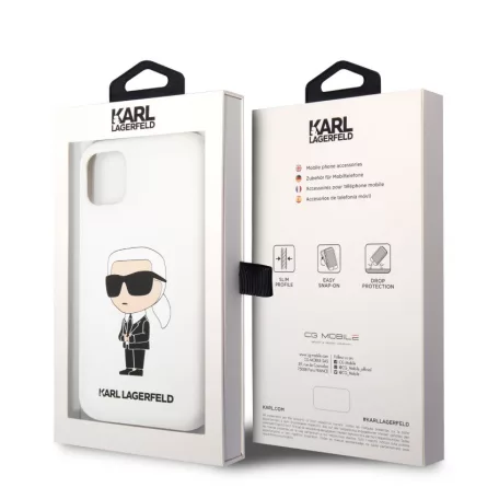 Karl Lagerfeld Liquid Silicone Ikonik NFT Apple iPhone 11 (6.1) hátlapvédő tok fehér (KLHCN61SNIKBCH)