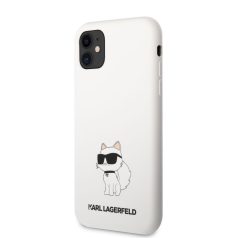   Karl Lagerfeld Liquid Silicone Choupette NFT Apple iPhone 11 (6.1) hátlapvédő tok fehér (KLHCN61SNCHBCH)