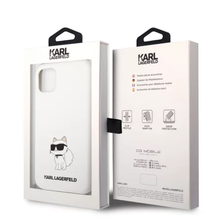 Karl Lagerfeld Liquid Silicone Choupette NFT Apple iPhone 12 / 12 Pro 2020 (6.1) hátlapvédő tok fehér (KLHCP12MSNCHBCH)