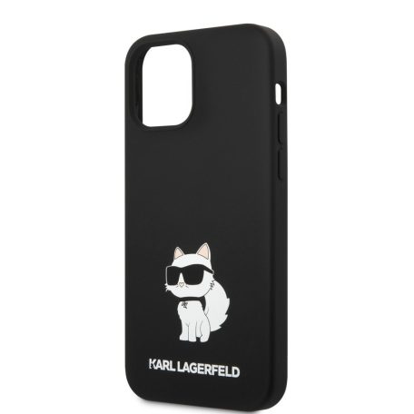 Karl Lagerfeld Liquid Silicone Choupette NFT Apple iPhone 12 / 12 Pro 2020 (6.1) hátlapvédő tok fekete (KLHCP12MSNCHBCK)