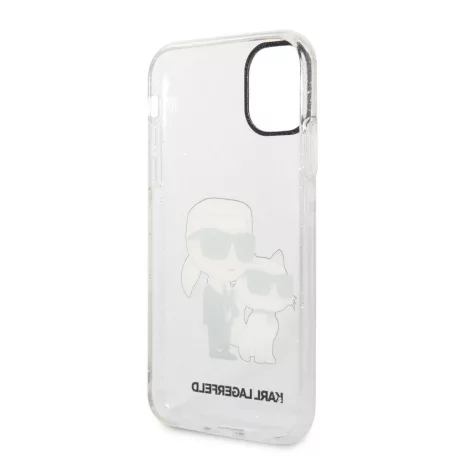 Karl Lagerfeld IML Glitter Karl and Choupette NFT Apple iPhone 11 (6.1) 2019 hátlapvédő tok átlátszó (KLHCN61SLKLRBK)