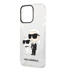   Karl Lagerfeld IML Glitter Karl and Choupette NFT Apple iPhone 13 Pro (6.1) hátlapvédő tok átlátszó (KLHCP13LHNKCTGT)