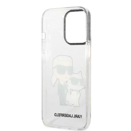 Karl Lagerfeld IML Glitter Karl and Choupette NFT Apple iPhone 13 Pro (6.1) hátlapvédő tok átlátszó (KLHCP13LHNKCTGT)