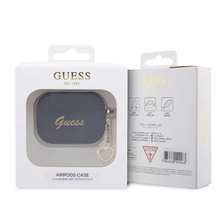 Guess 4G Charms Heart Apple Airpods Pro 2 szilikon tok fekete (GUAP2LSCHSK)