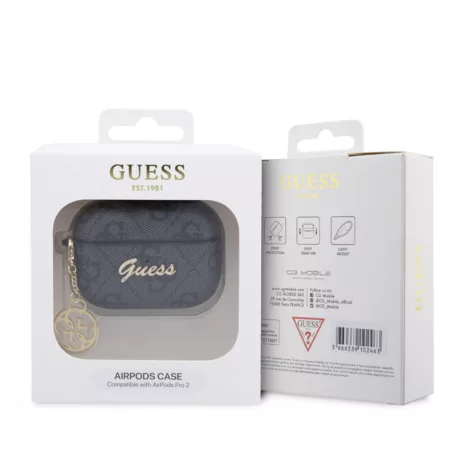 Guess 4G Script Charm Apple Airpods Pro 2 PC/PU tok fekete (GUAP2G4GSMK)