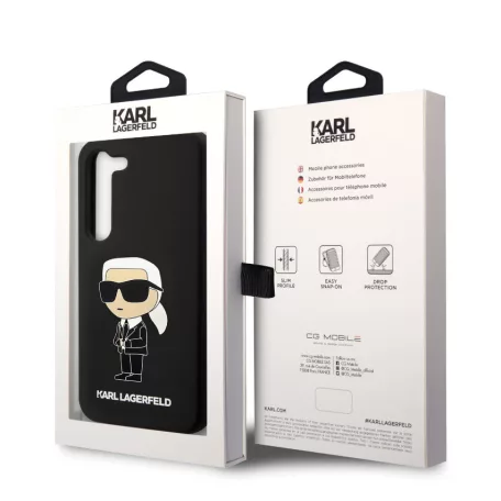 Karl Lagerfeld Liquid Silicone Ikonik NFT Samsung Galaxy S23 Ultra (2023) hátlapvédő tok fekete (KLHCS23LSNIKBCK)