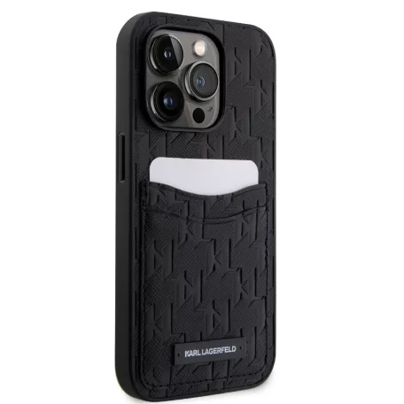 Karl Lagerfeld Saffiano Monogram Apple iPhone 13 Pro (6.1) hátlapvédő tok fekete (KLHCP13LSAKLHPPK)