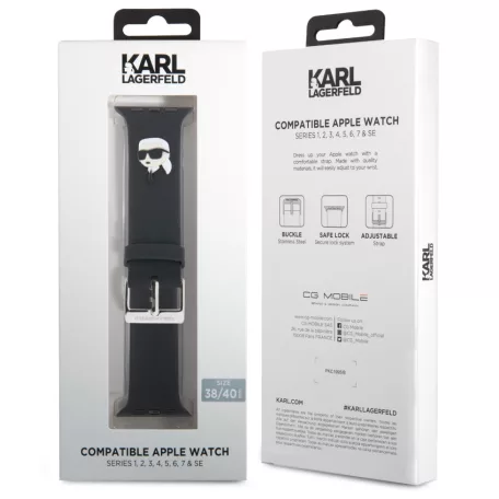 Karl Lagerfeld Karl Head NFT Apple Watch 38 /40 / 41 mm óraszíj fekete (KLAWMSLKNK)