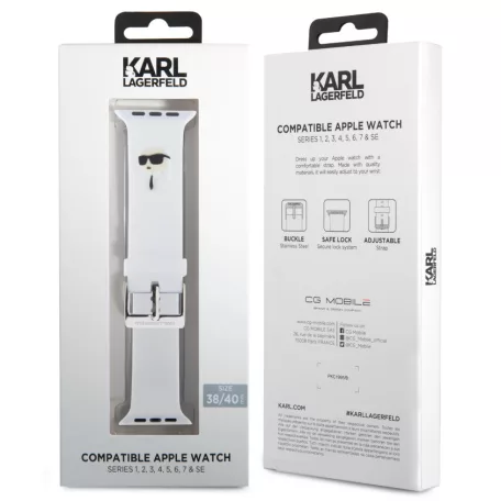 Karl Lagerfeld Karl Head Apple Watch 42/44/45/49 mm óraszíj fehér (KLAWLSLKNH)