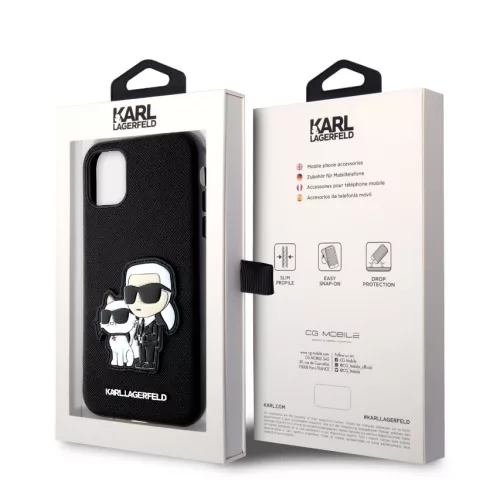 Karl Lagerfeld PU Saffiano Karl and Choupette Apple iPhone 12 Pro Max hátlapvédő tok fekete (KLHCP12LSANKCPK)