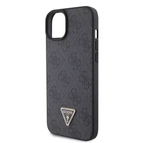   Guess Apple iPhone 15 Plus (6.7) PU 4G Strass Triangle Metal Logo hátlapvédő tok fekete (GUHCP15MP4TDPK)