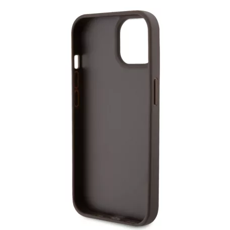 Guess Apple iPhone 15 (6.1) PU 4G Strass Triangle Metal Logo hátlapvédő tok barna (GUHCP15SP4TDPW)