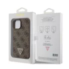 Guess Apple iPhone 15 (6.1) PU 4G Strass Triangle Metal Logo hátlapvédő tok barna (GUHCP15SP4TDPW)