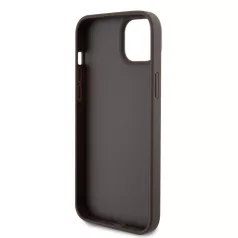   Guess Apple iPhone 15 Plus (6.7) PU 4G Strass Triangle Metal Logo hátlapvédő tok barna (GUHCP15MP4TDPW)