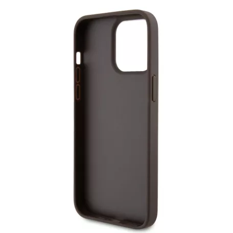 Guess Apple iPhone 15 Pro Max (6.7) 4G Strass Triangle Metal Logo hátlapvédő tok barna (GUHCP15XP4TDPW)