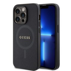   Guess Apple iPhone 15 Pro (6.1) PU Saffiano MagSafe hátlapvédő tok fekete (GUHMP15LPSAHMCK)